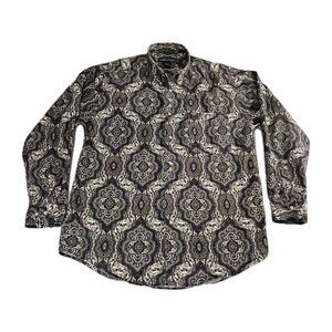 Architect Shirt Mens Sz. M button down long sleeve Geometric browns blues